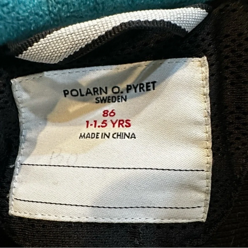 Polarn O. Pyret Wind Fleece Jacket Baby Size 12-18 Months Teal‎ Blue